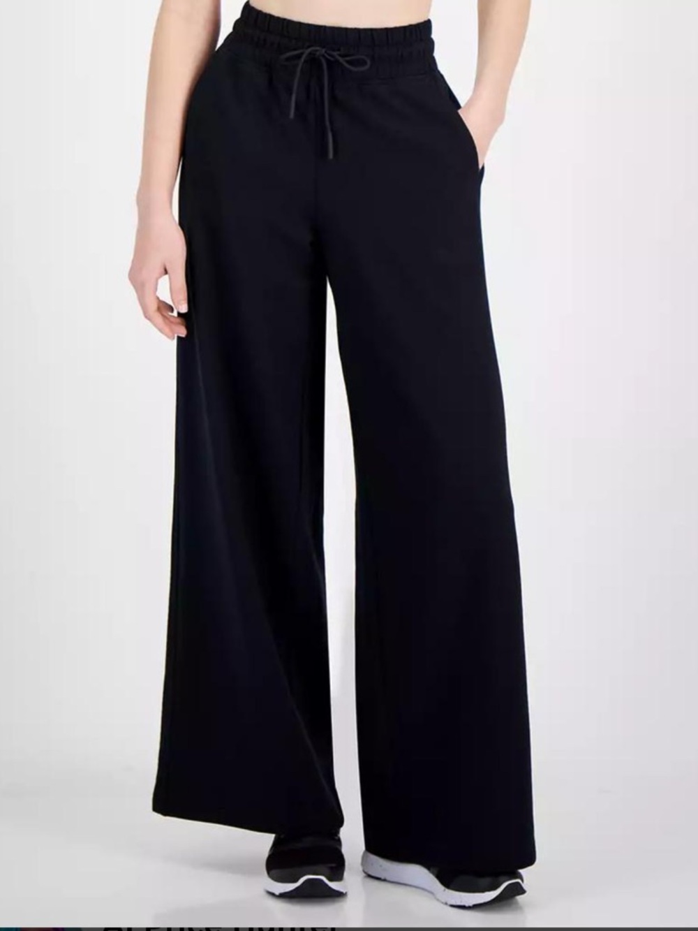 ID Ideology Fleece Wide Leg Black Drawstring Lounge Pants Size M